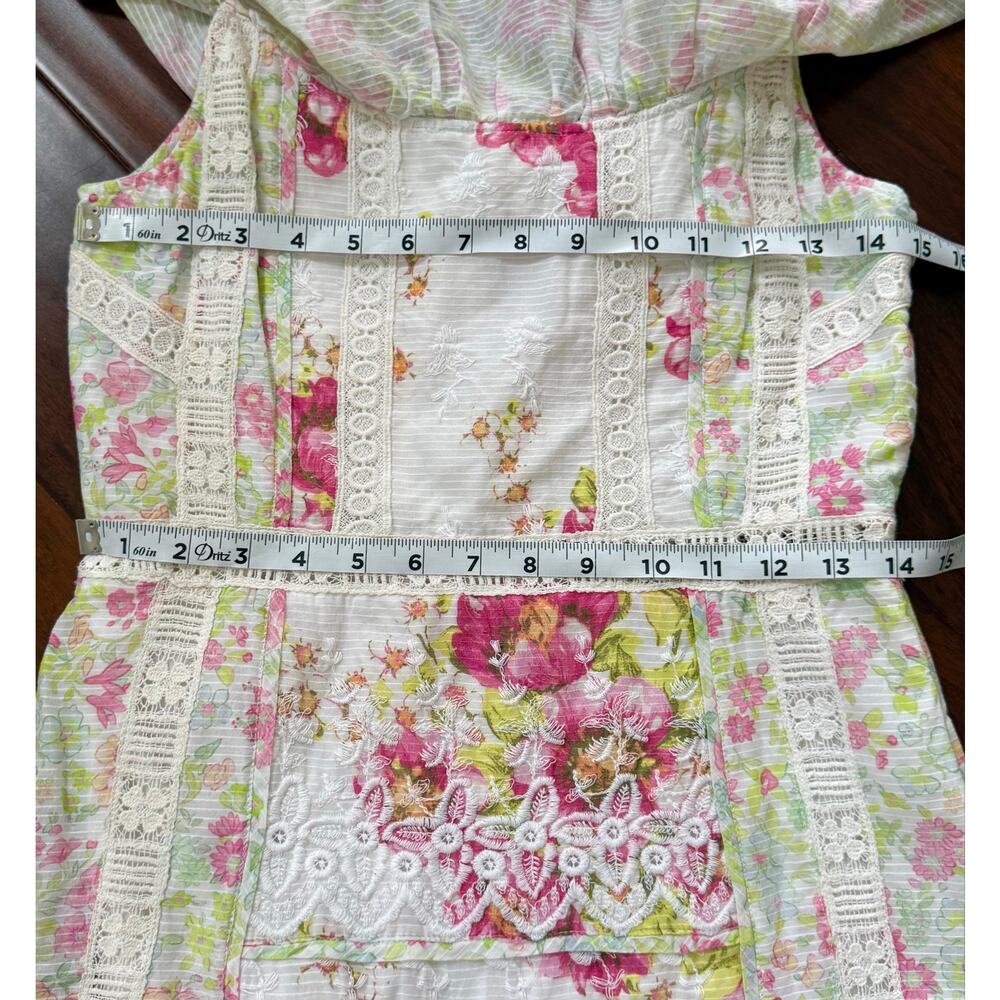 LoveShackFancy Faustine Floral Midi Dress size 4 Embroidered Pink *FLAWED* - Picture 13 of 16